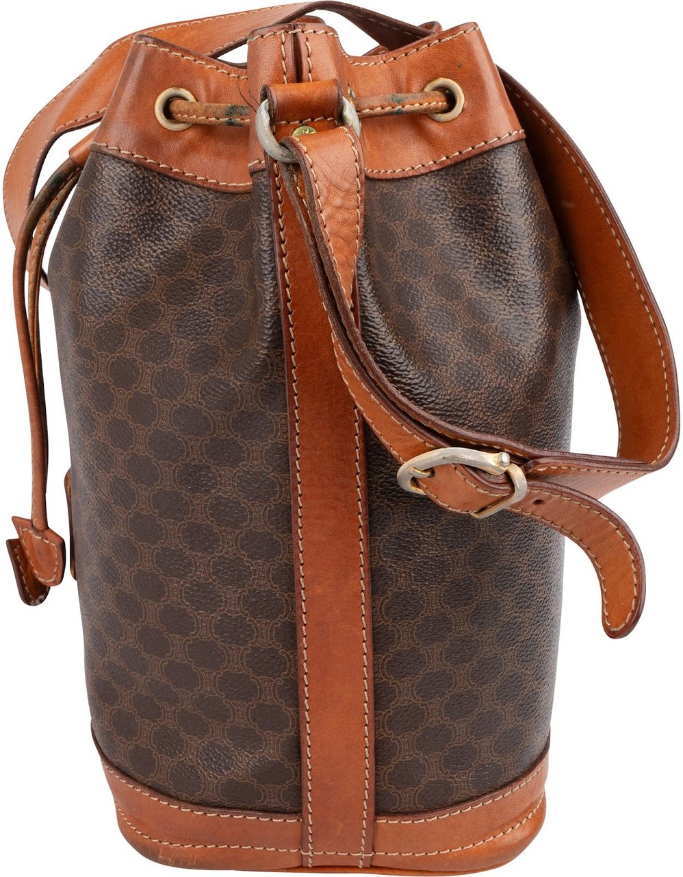 Celine Monogram Macadam Canvas Bucket Shoulder Bag Bruin
