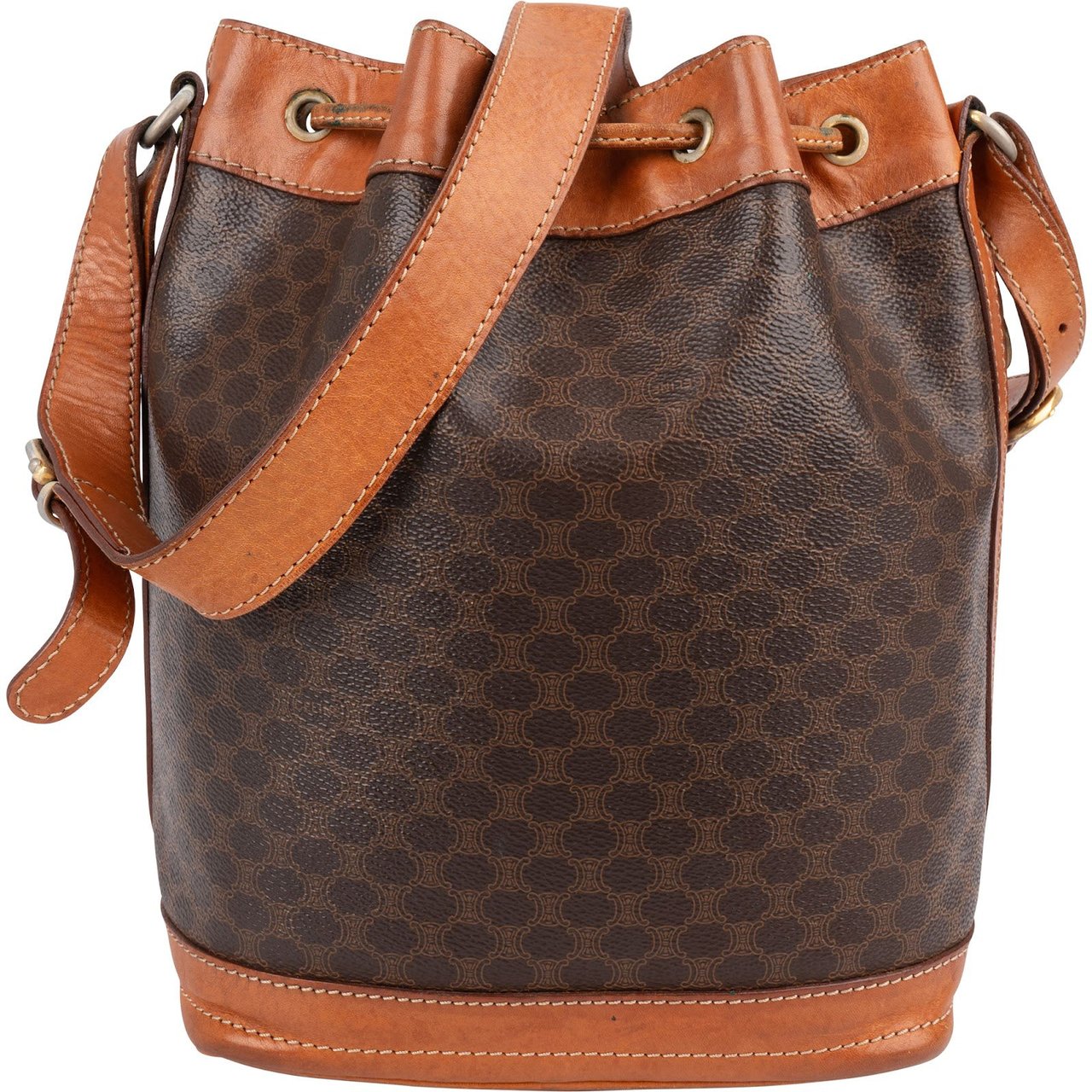 Celine Monogram Macadam Canvas Bucket Shoulder Bag Bruin