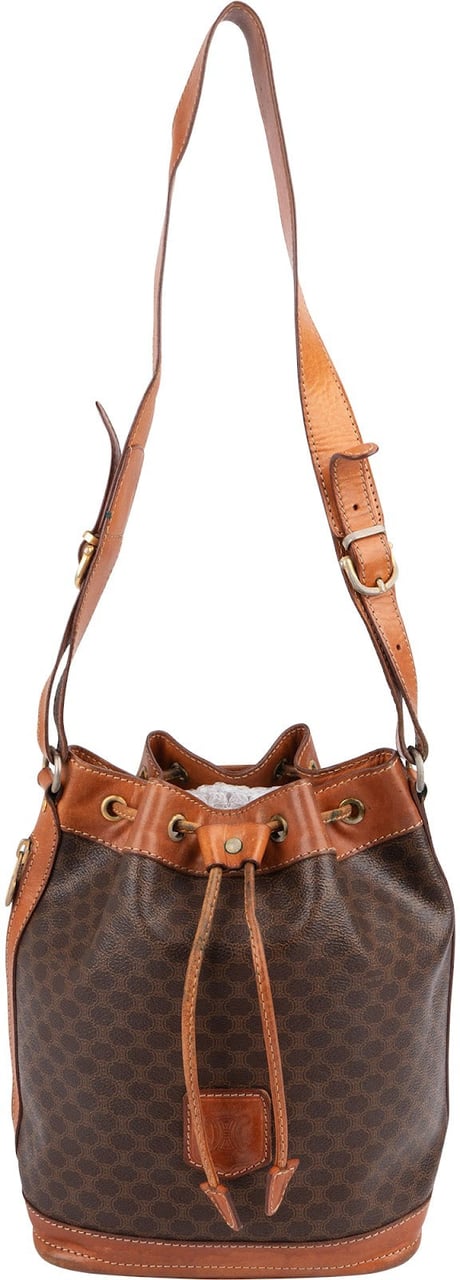 Celine Monogram Macadam Canvas Bucket Shoulder Bag Bruin