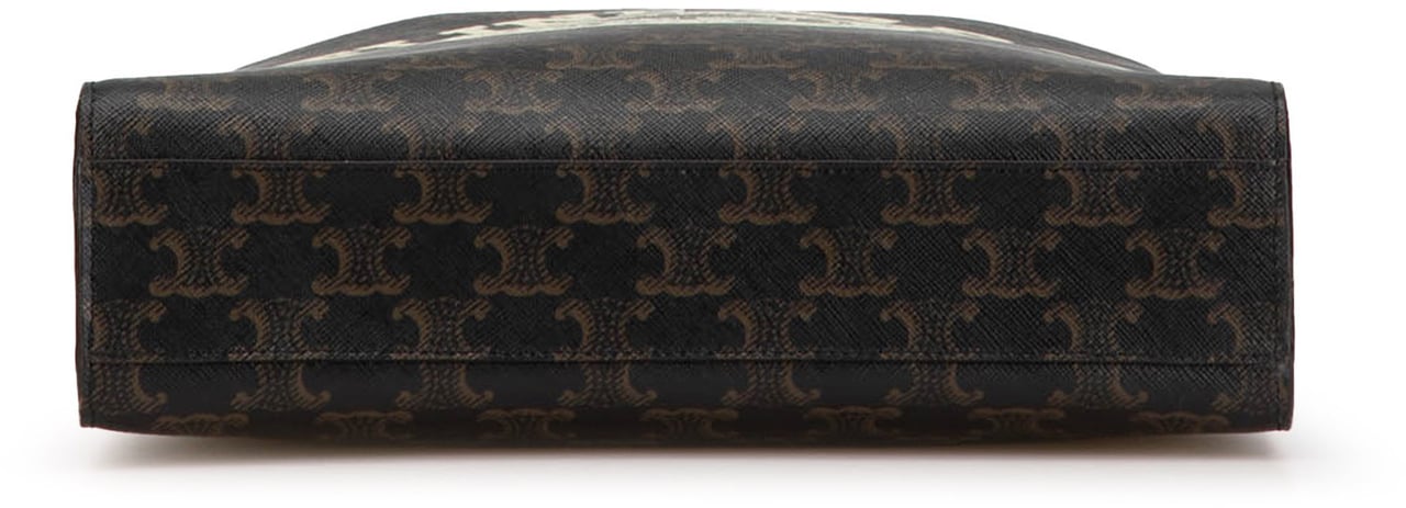 Celine Small Paris Print Triomphe Coated Canvas Vertical Cabas Tote Bruin