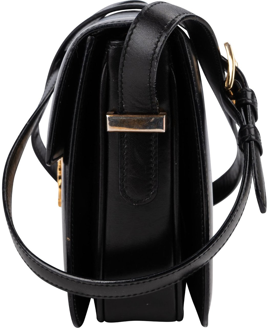 Celine Boxcalf Horse Carriage Triomphe Crossbody Bag Zwart