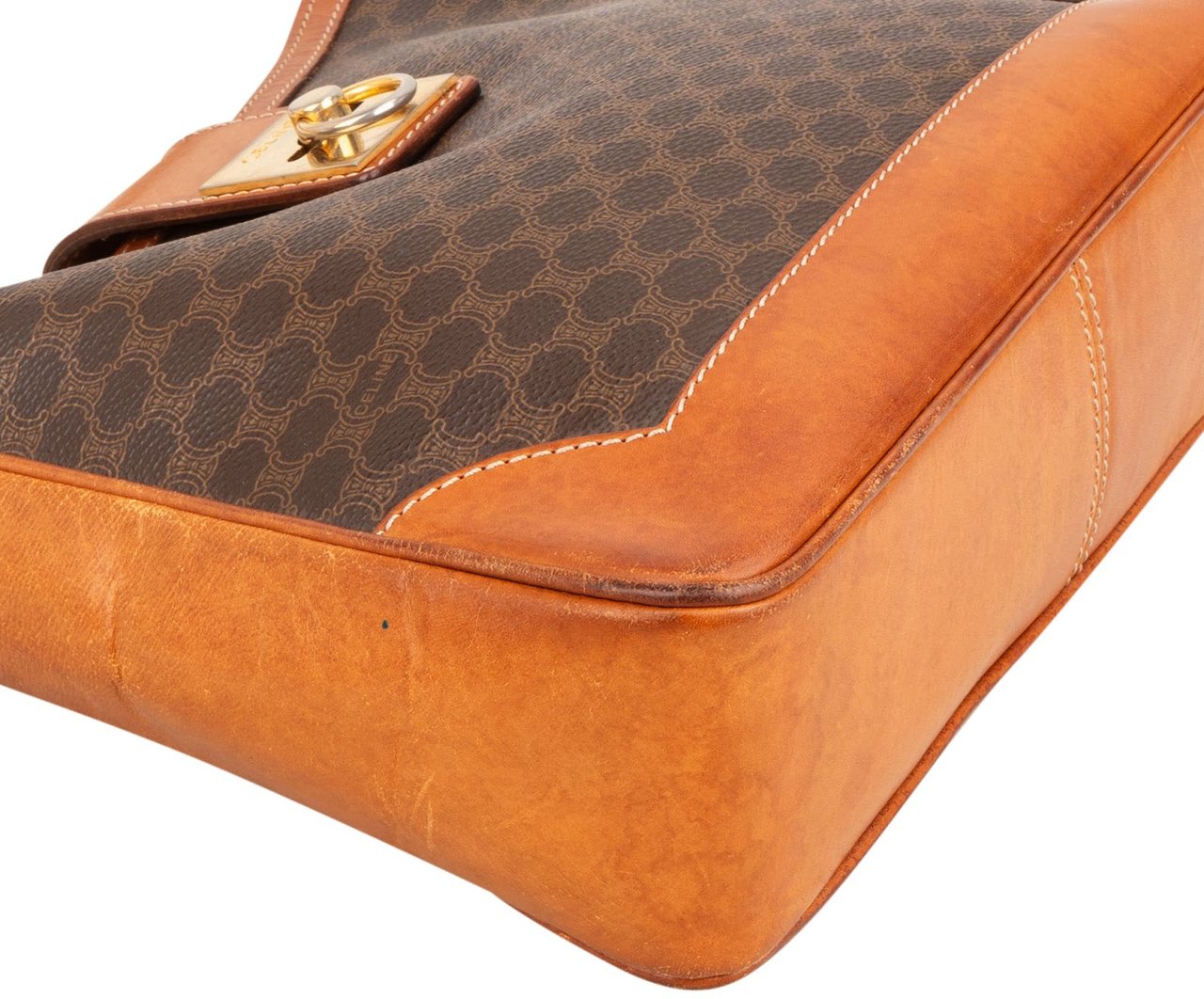 Celine Macadam Monogram Ring Lock Shoulder Bag Bruin