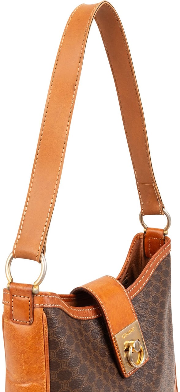 Celine Macadam Monogram Ring Lock Shoulder Bag Bruin