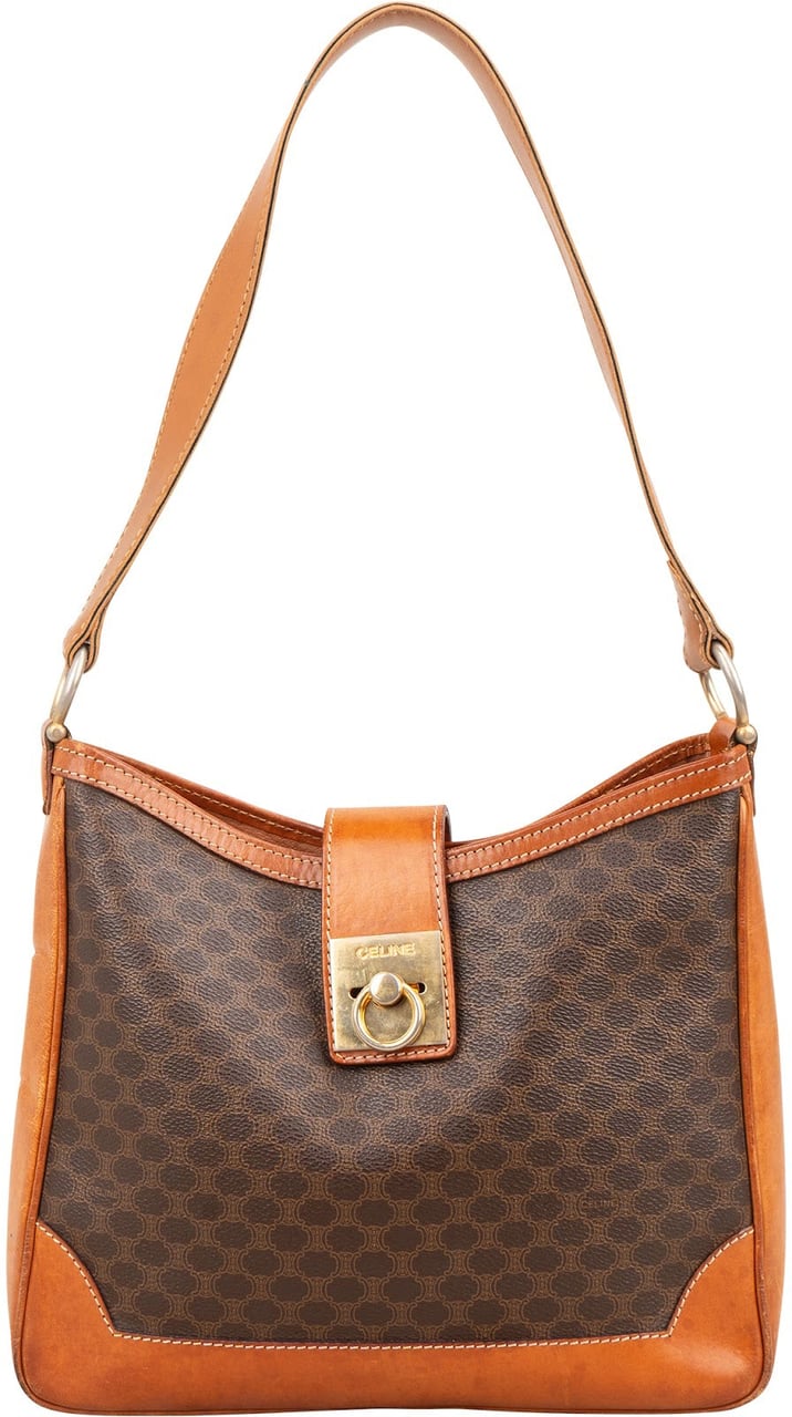 Celine Macadam Monogram Ring Lock Shoulder Bag Bruin