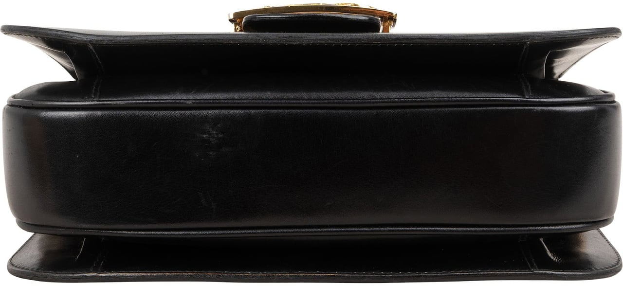Celine Boxcalf Leather Horse Carriage Triomphe Shoulder Bag Zwart