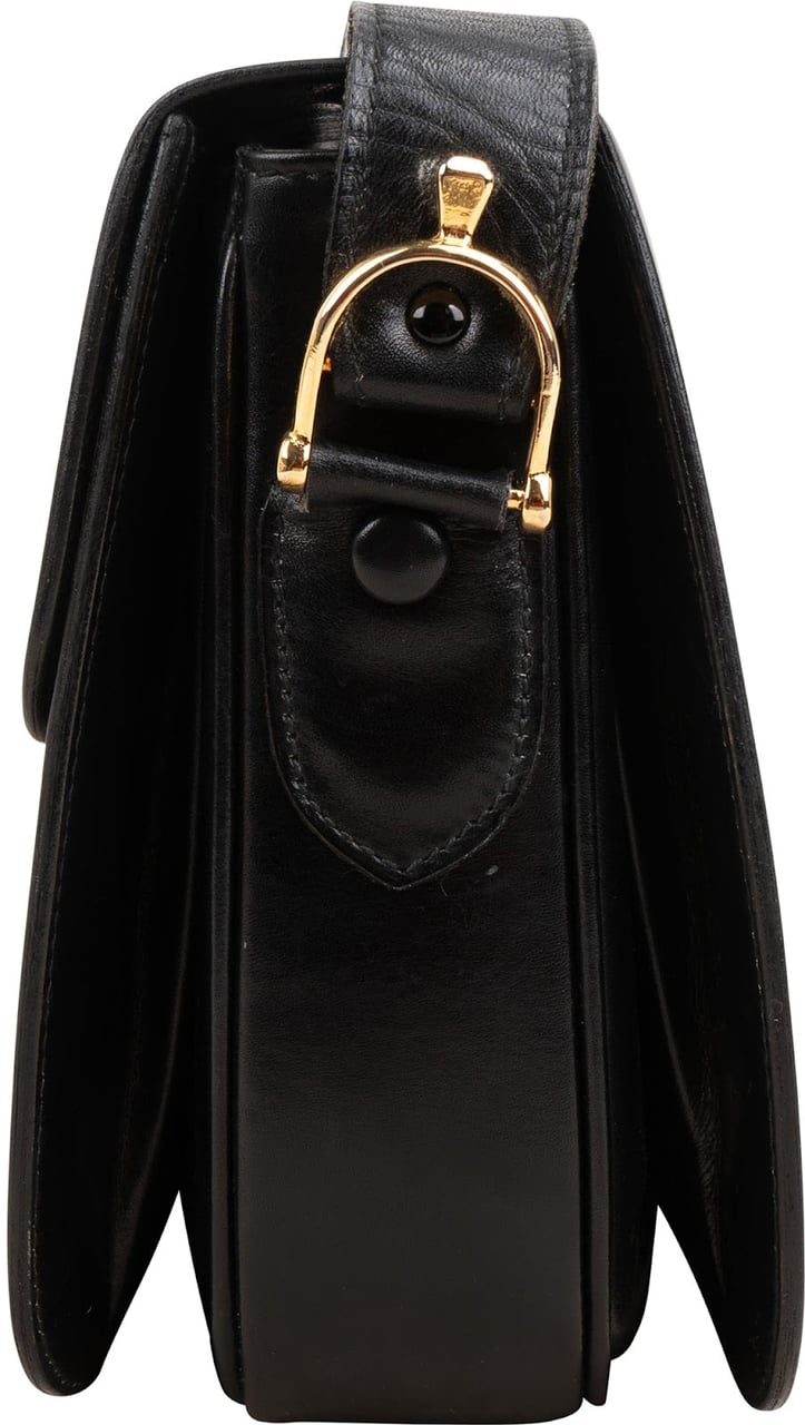 Celine Boxcalf Leather Horse Carriage Triomphe Shoulder Bag Zwart