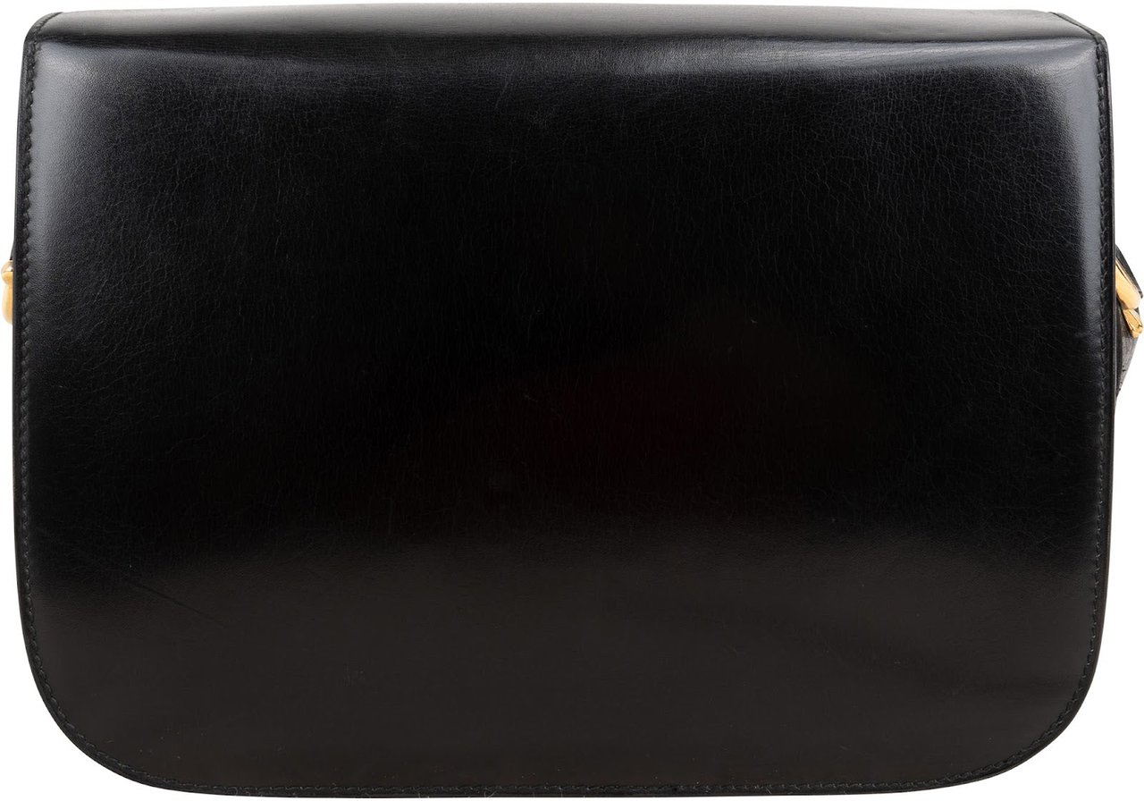 Celine Boxcalf Leather Horse Carriage Triomphe Shoulder Bag Zwart