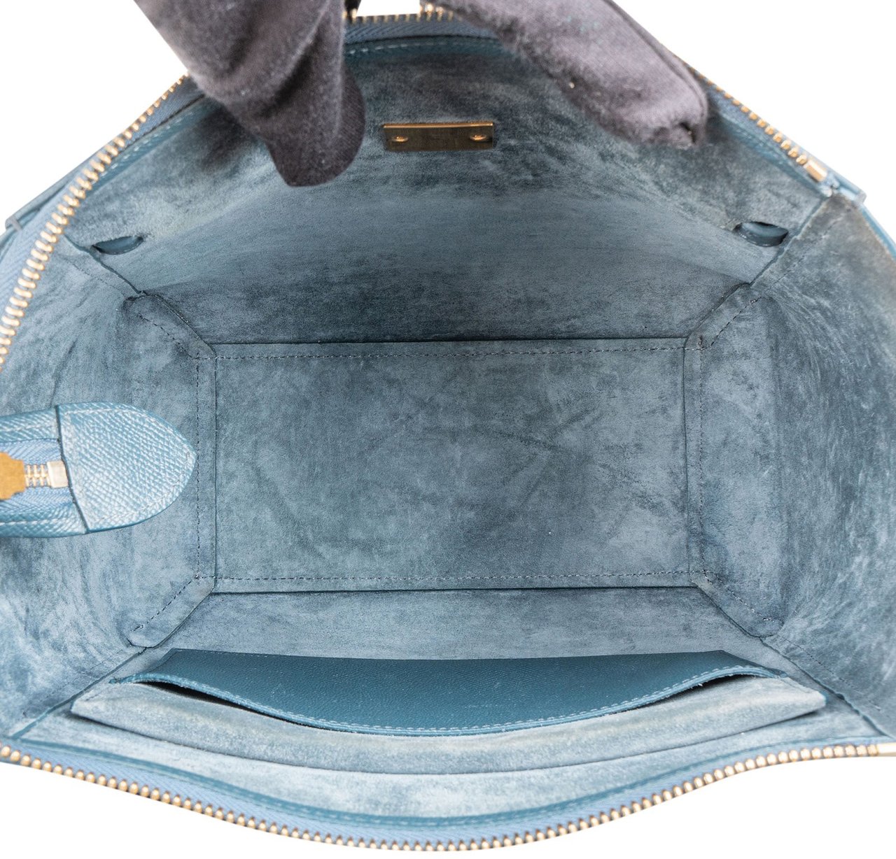 Celine Petrol Leather Grained Calfskin Belt Handbag Blauw