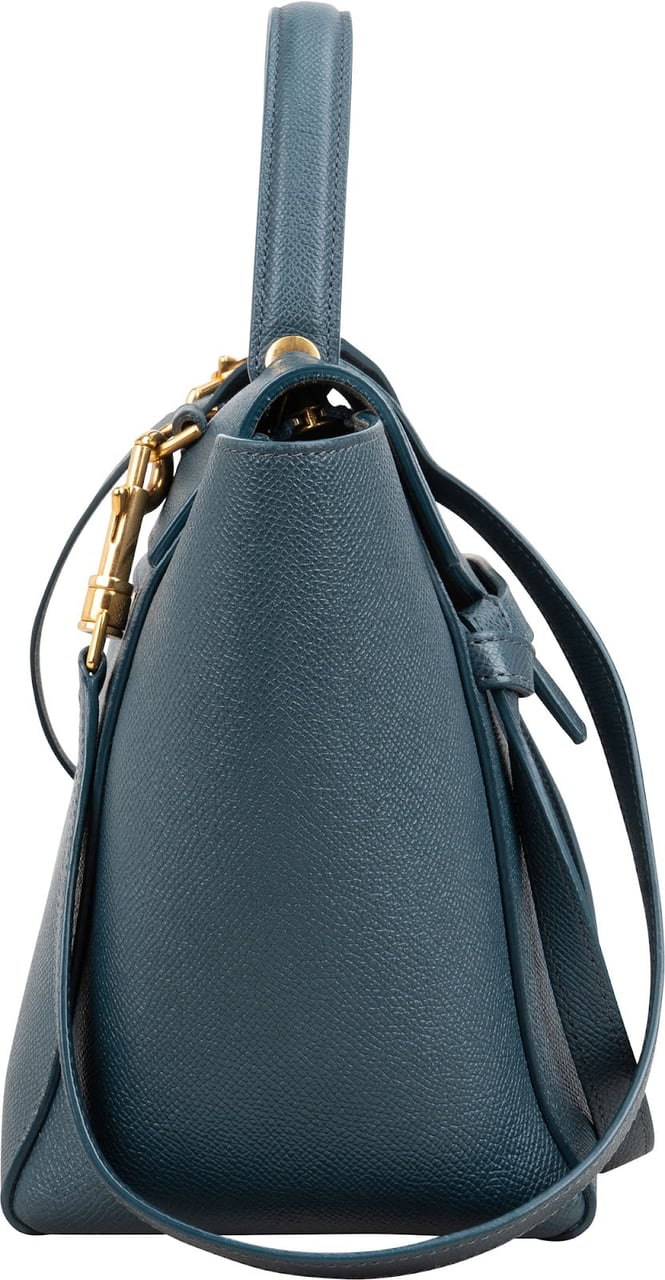 Celine Petrol Leather Grained Calfskin Belt Handbag Blauw