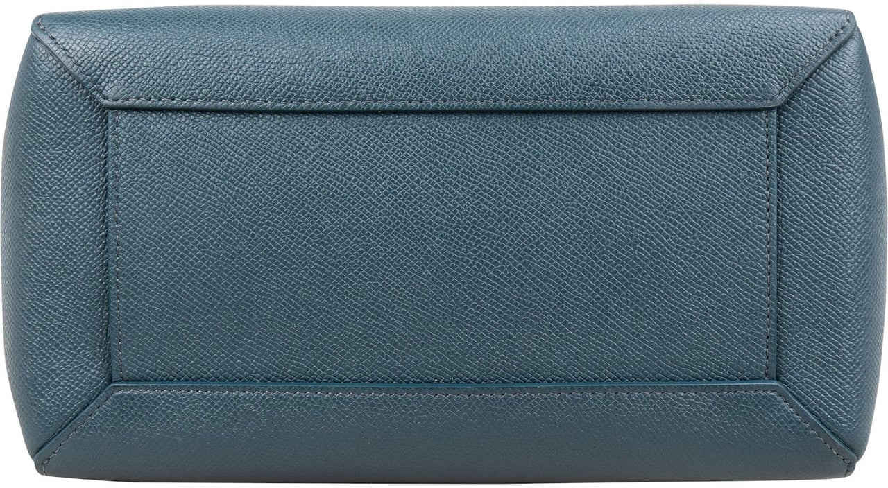 Celine Petrol Leather Grained Calfskin Belt Handbag Blauw