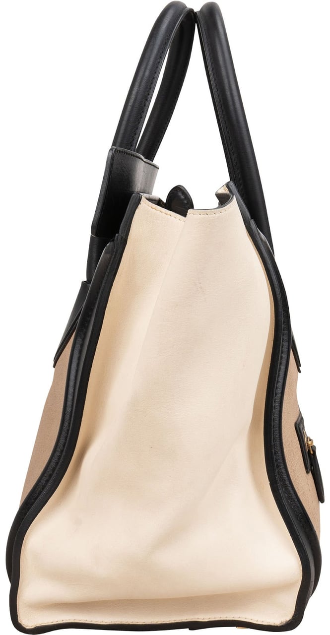 Celine Céline Tricolor Leather Large Luggage Handbag Zwart
