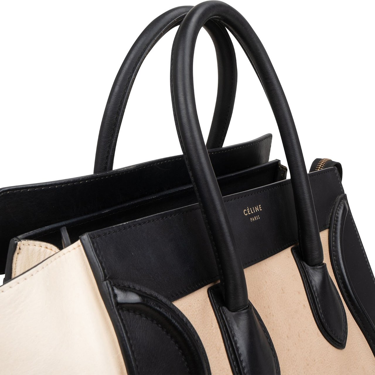 Celine Céline Tricolor Leather Large Luggage Handbag Zwart