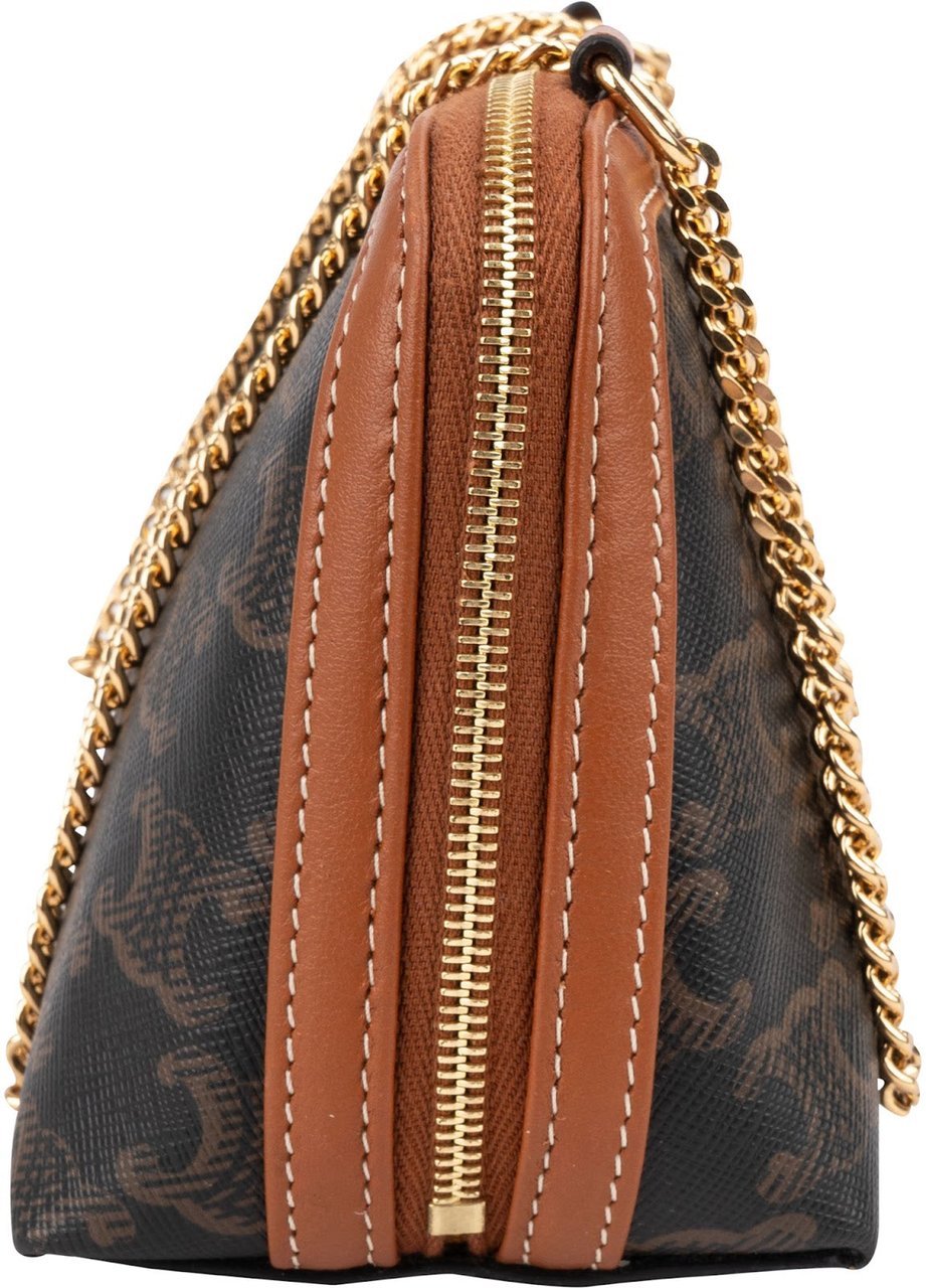 Celine Triomphe Monogram Canvas Chain Crossbody Bag Bruin
