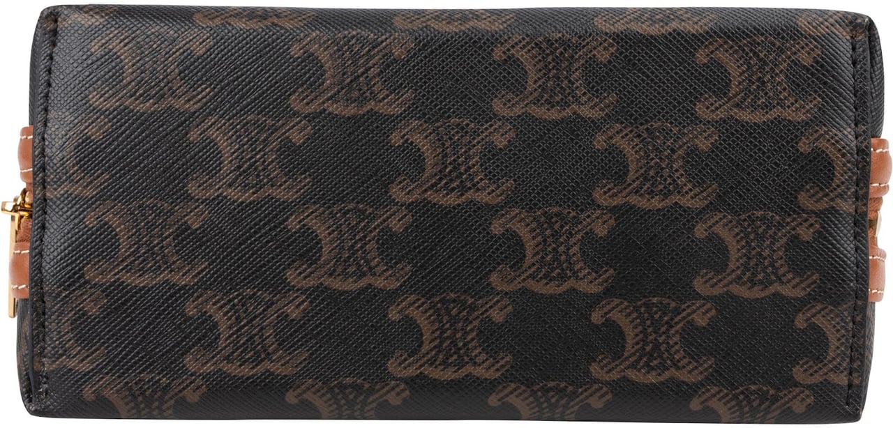 Celine Triomphe Monogram Canvas Chain Crossbody Bag Bruin