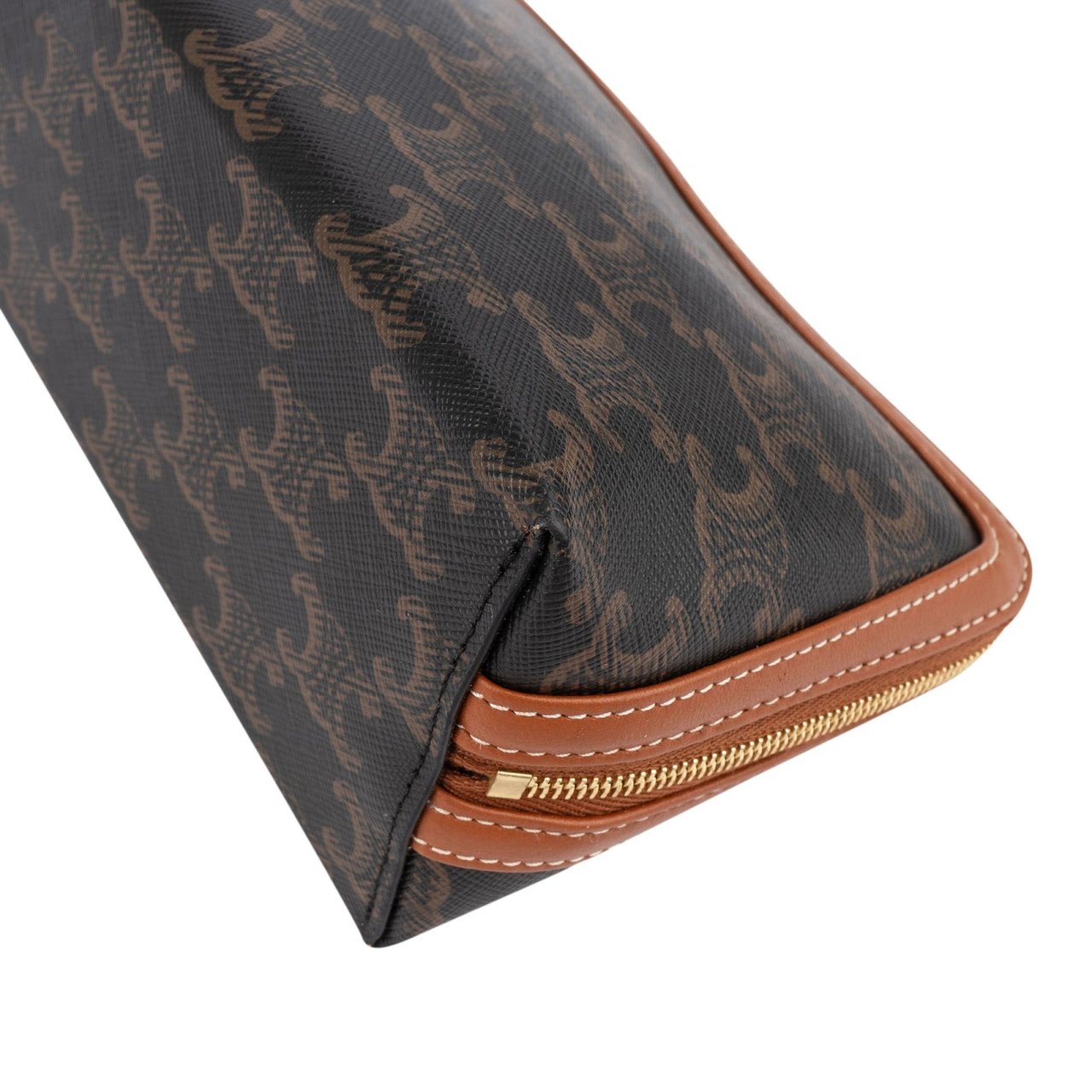 Celine Triomphe Monogram Canvas Chain Crossbody Bag Bruin