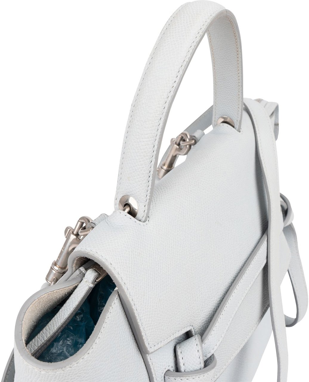 Celine Céline Light Blue Leather Grained Calfskin Nano Belt Handbag Divers