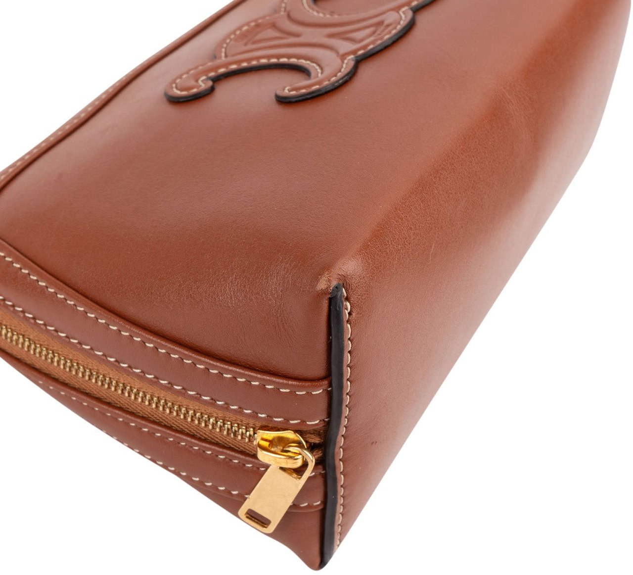 Celine Calfskin Chain Shoulder Triomphe Crossbody Bag Bruin