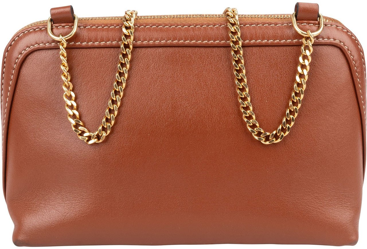Celine Calfskin Chain Shoulder Triomphe Crossbody Bag Bruin