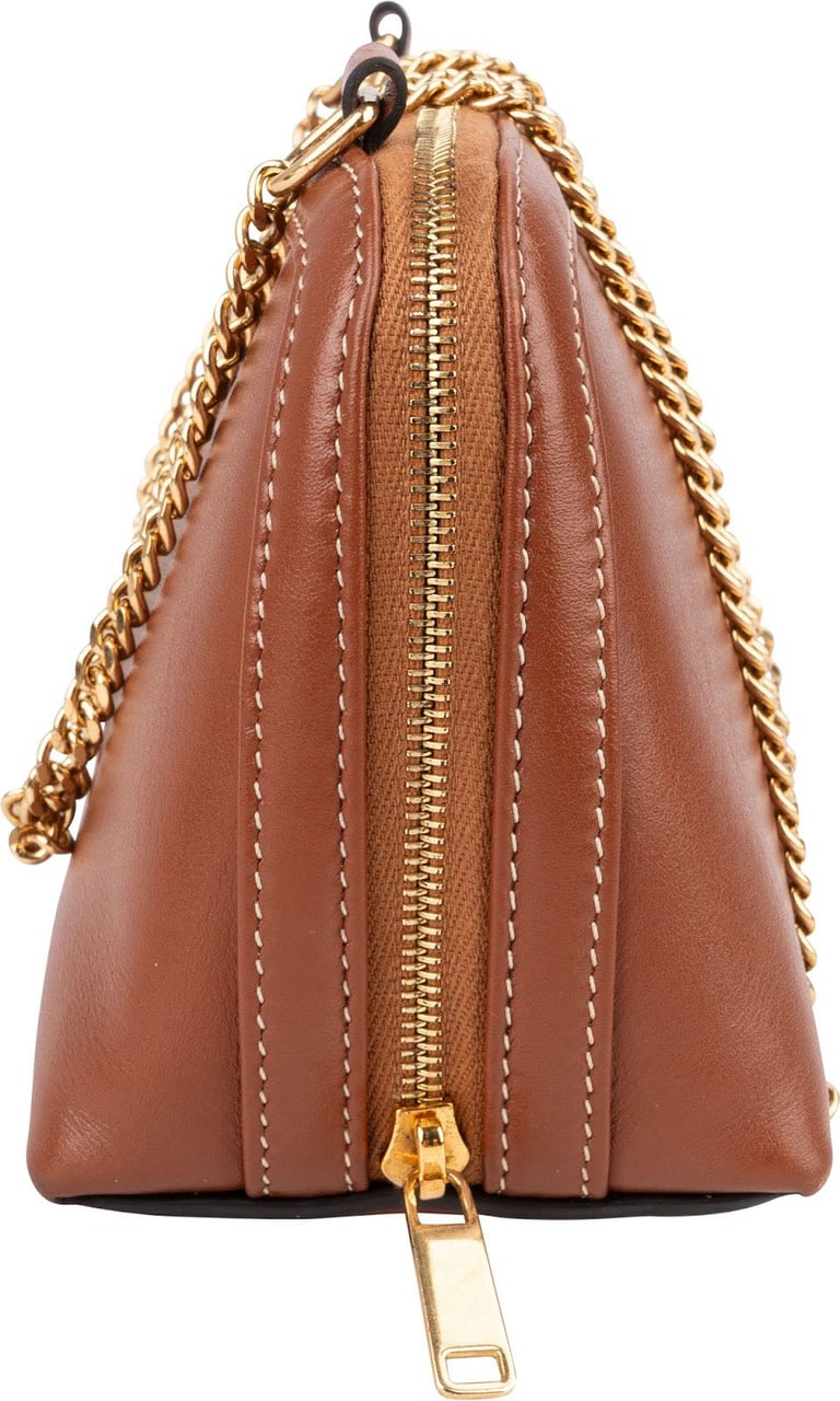 Celine Calfskin Chain Shoulder Triomphe Crossbody Bag Bruin