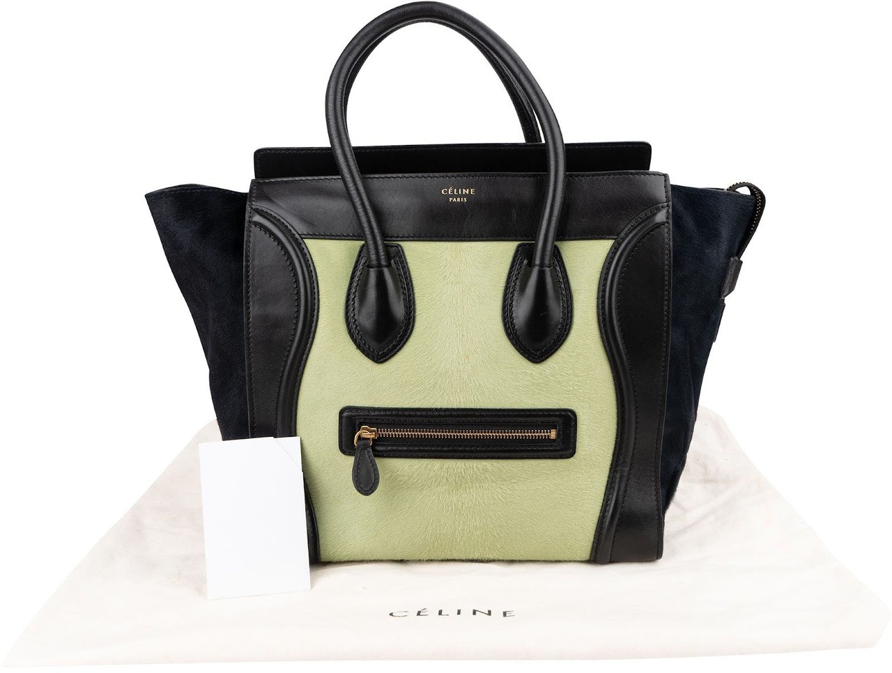 Celine Céline Calf Hair Leather Luggage Handbag Zwart