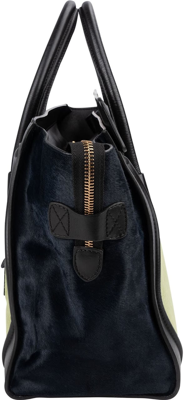 Celine Céline Calf Hair Leather Luggage Handbag Zwart