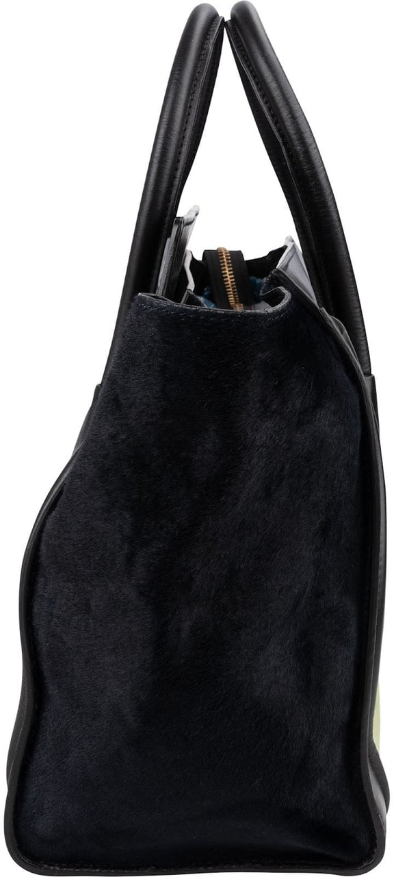 Celine Céline Calf Hair Leather Luggage Handbag Zwart