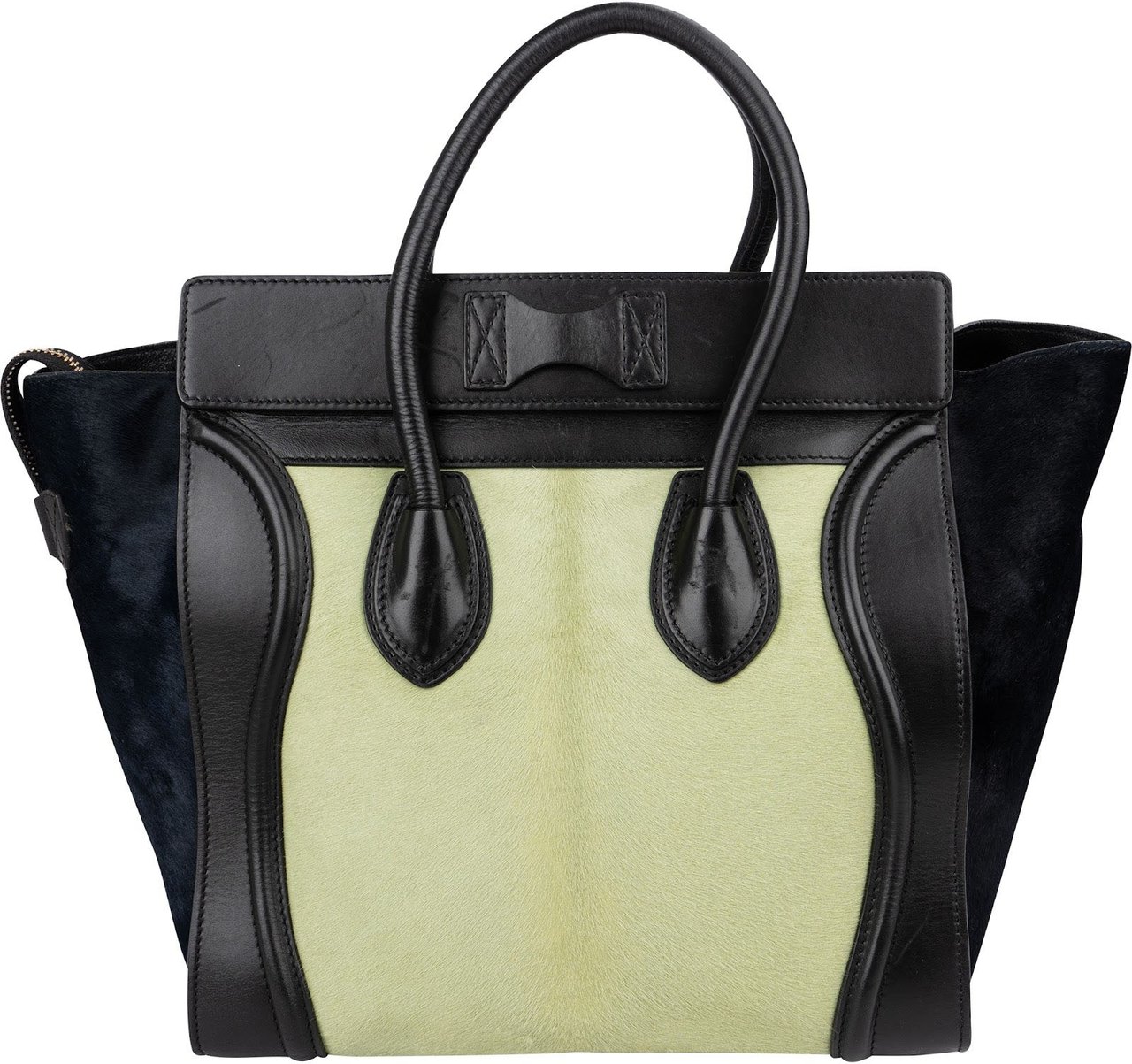 Celine Céline Calf Hair Leather Luggage Handbag Zwart