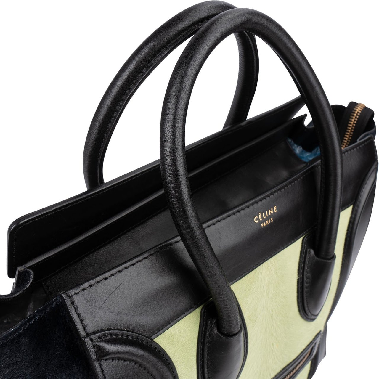Celine Céline Calf Hair Leather Luggage Handbag Zwart