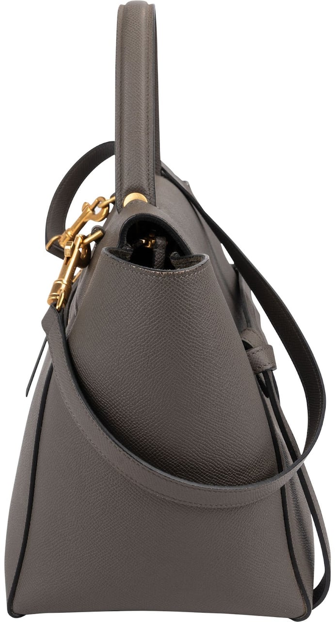 Celine Grey Leather Grained Calfskin Belt Handbag Donkergrijs