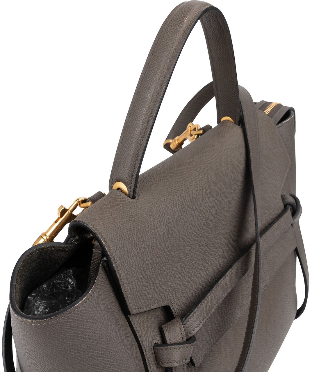Celine Grey Leather Grained Calfskin Belt Handbag Donkergrijs