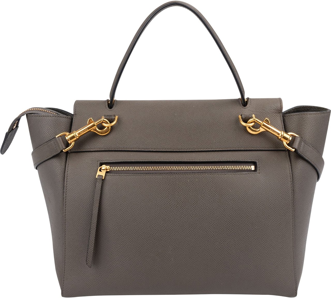 Celine Grey Leather Grained Calfskin Belt Handbag Donkergrijs