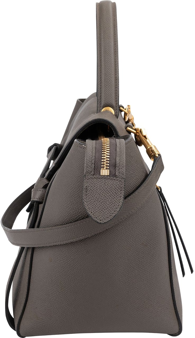 Celine Grey Leather Grained Calfskin Belt Handbag Donkergrijs