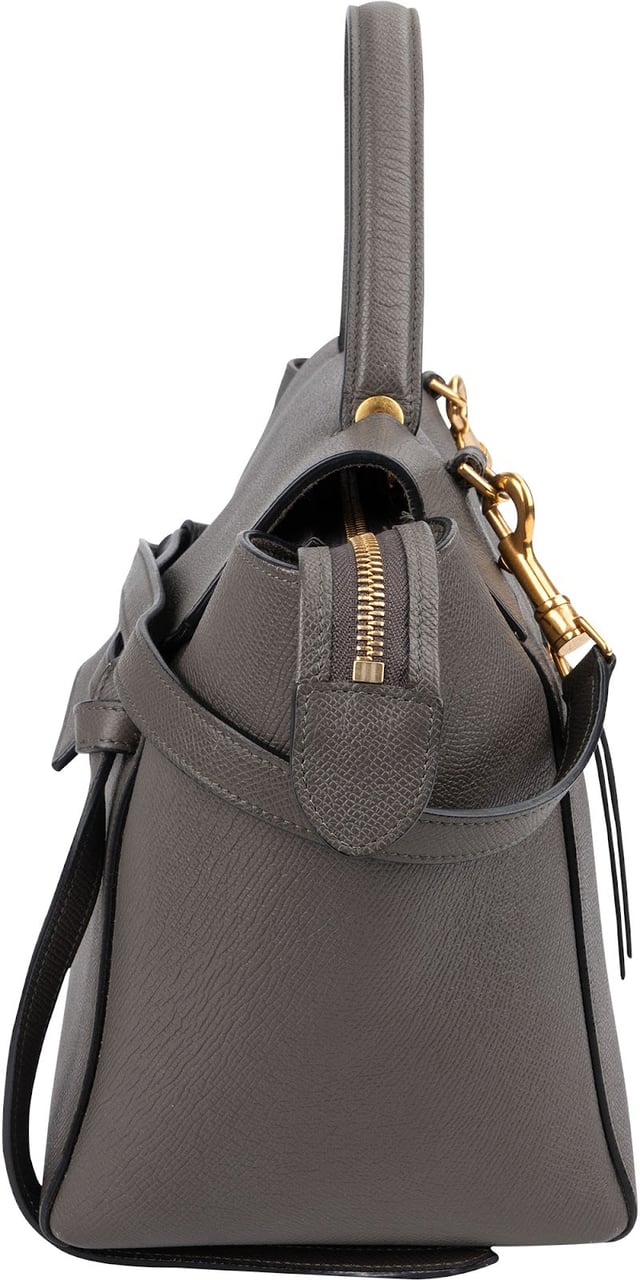 Celine Grey Leather Grained Calfskin Belt Handbag Donkergrijs