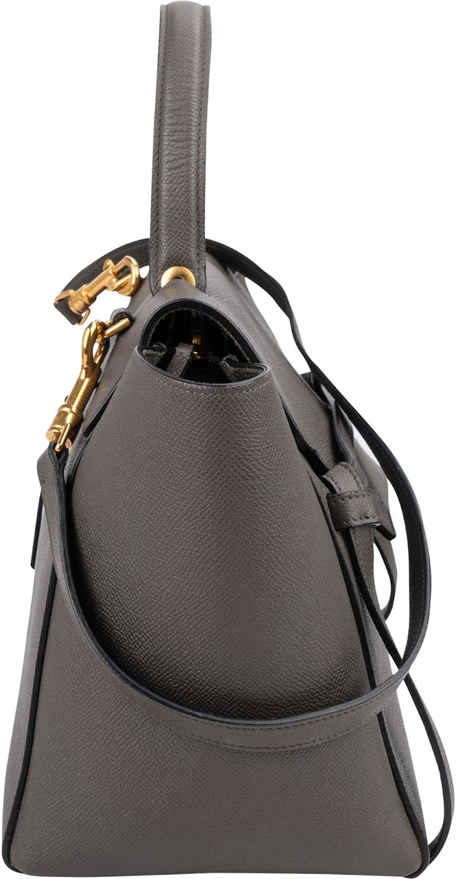 Celine Grey Leather Grained Calfskin Belt Handbag Donkergrijs