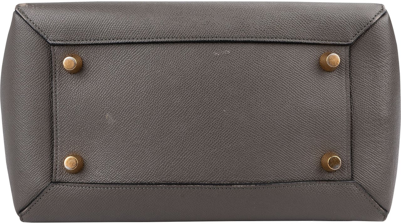 Celine Grey Leather Grained Calfskin Belt Handbag Donkergrijs