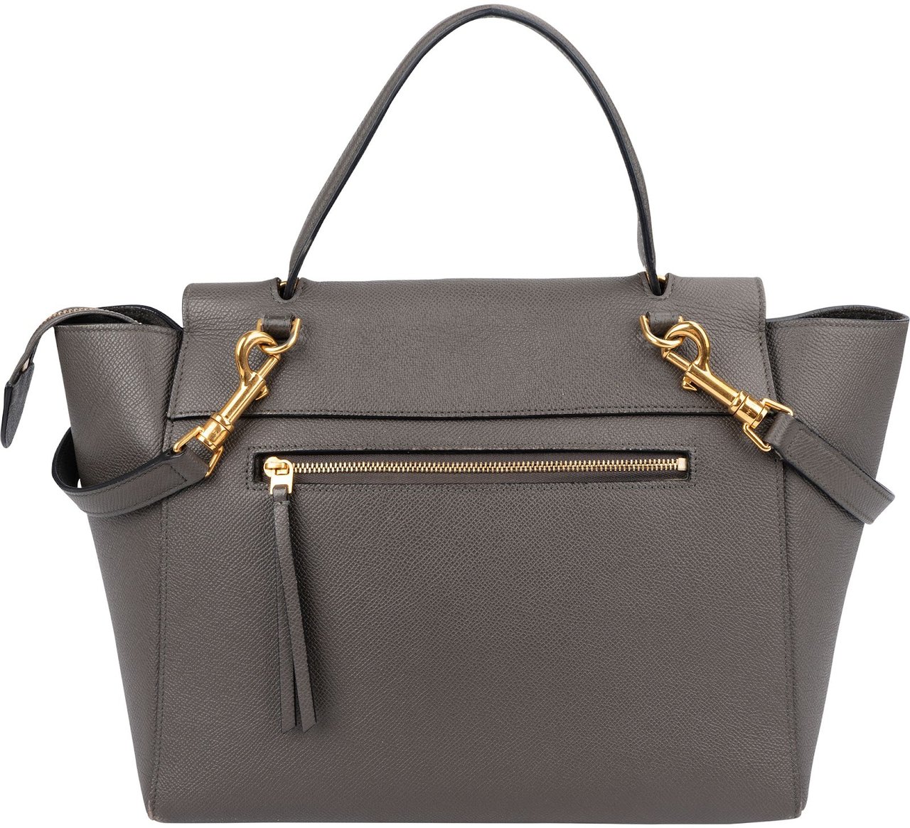 Celine Grey Leather Grained Calfskin Belt Handbag Donkergrijs