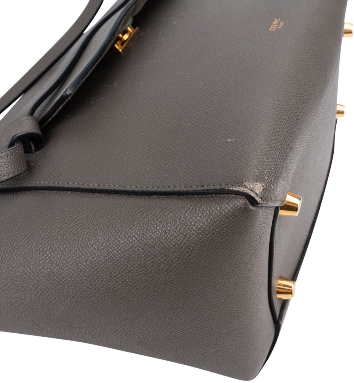 Celine Grey Leather Grained Calfskin Belt Handbag Donkergrijs