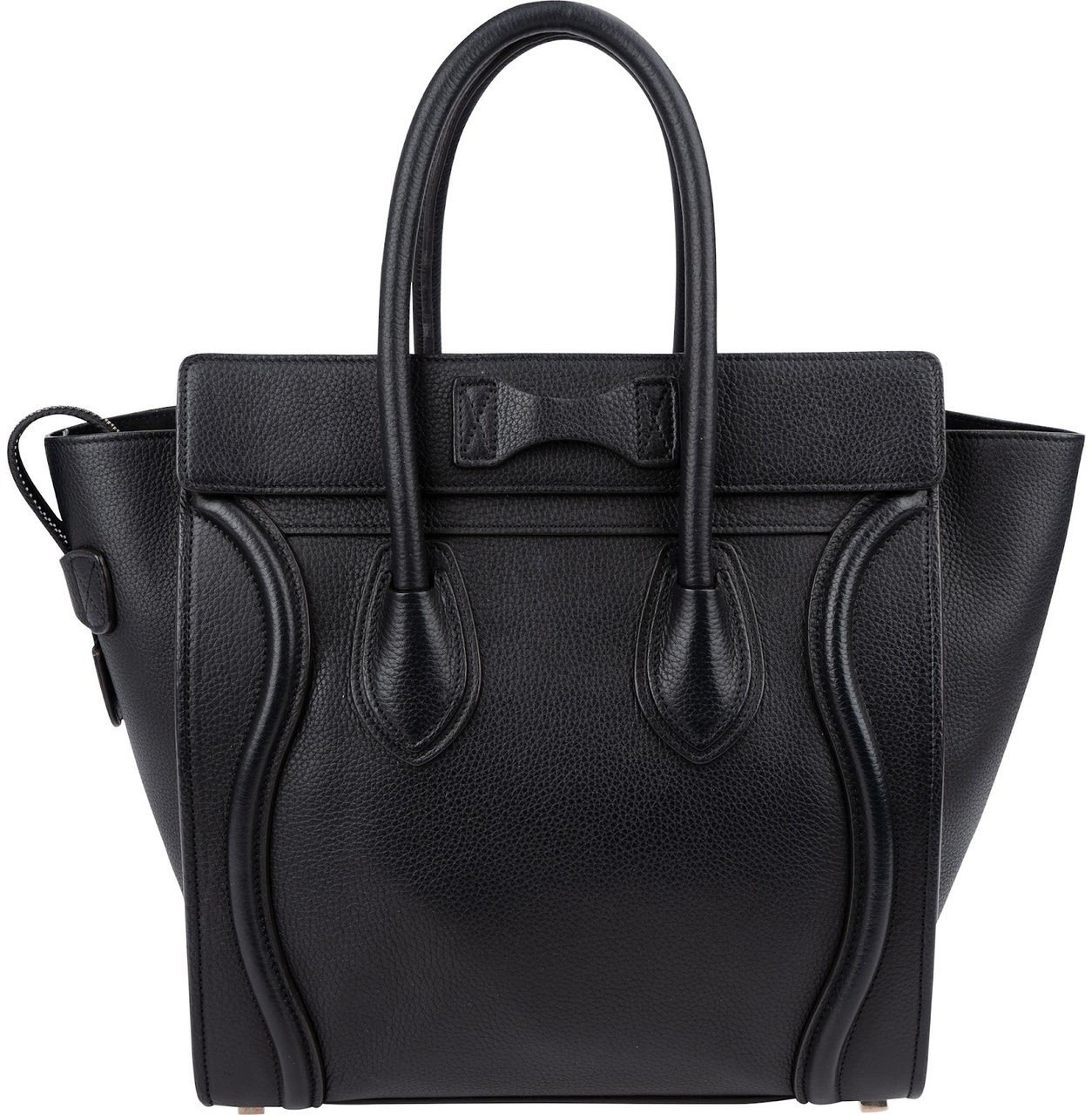 Celine Céline Black Grained Leather Luggage Handbag Zwart