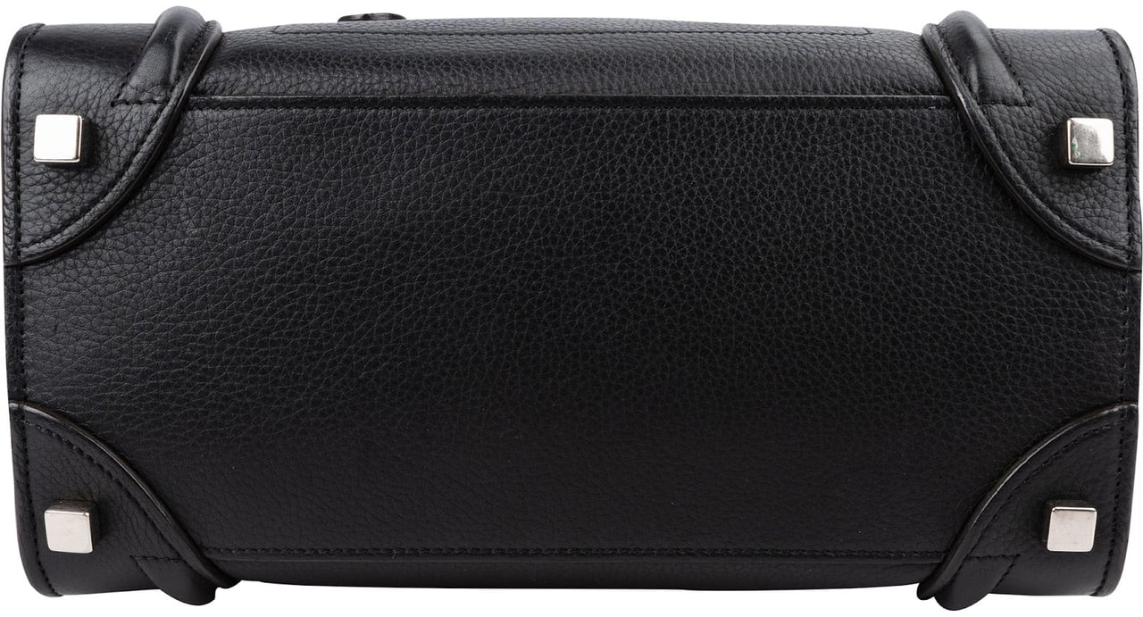 Celine Céline Black Grained Leather Luggage Handbag Zwart