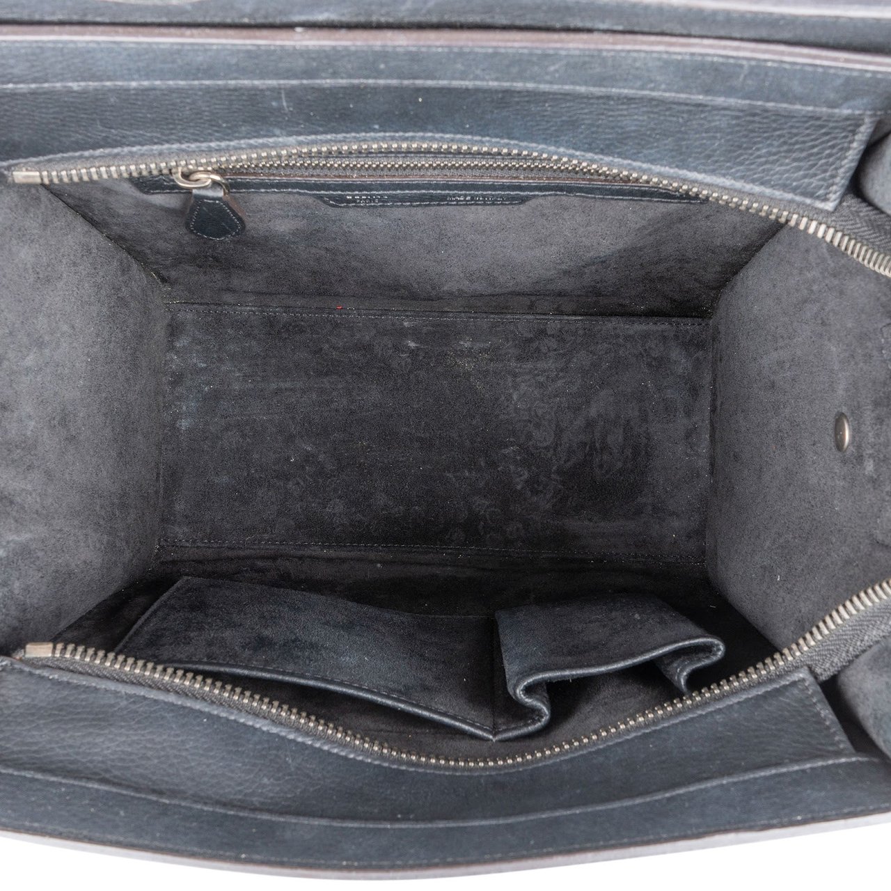 Celine Céline Black Grained Leather Luggage Handbag Zwart