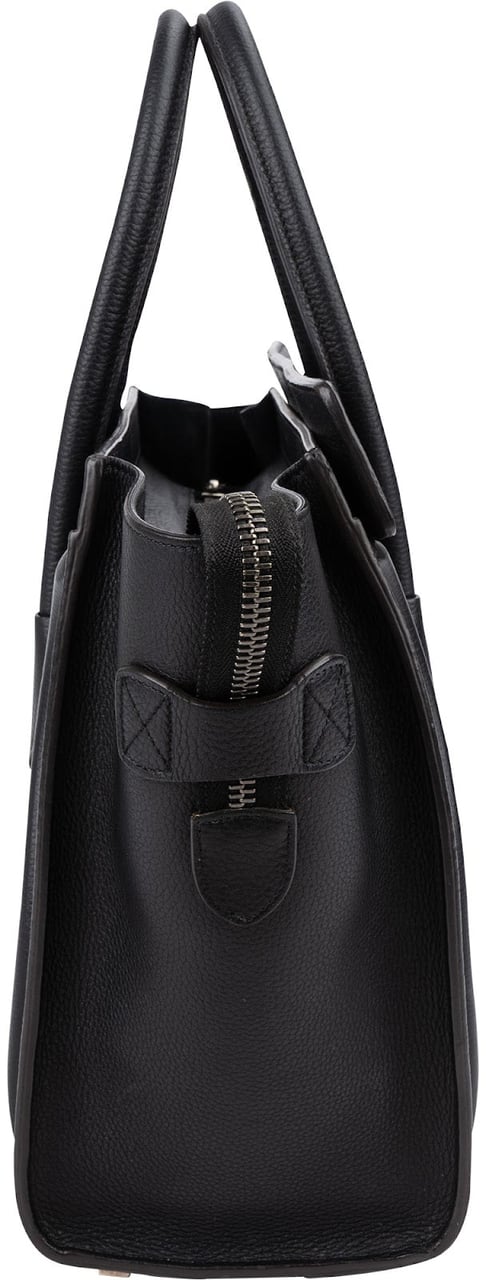 Celine Céline Black Grained Leather Luggage Handbag Zwart