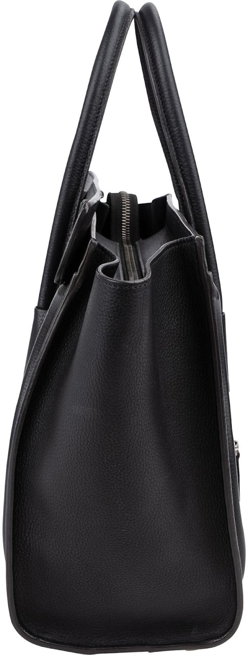 Celine Céline Black Grained Leather Luggage Handbag Zwart