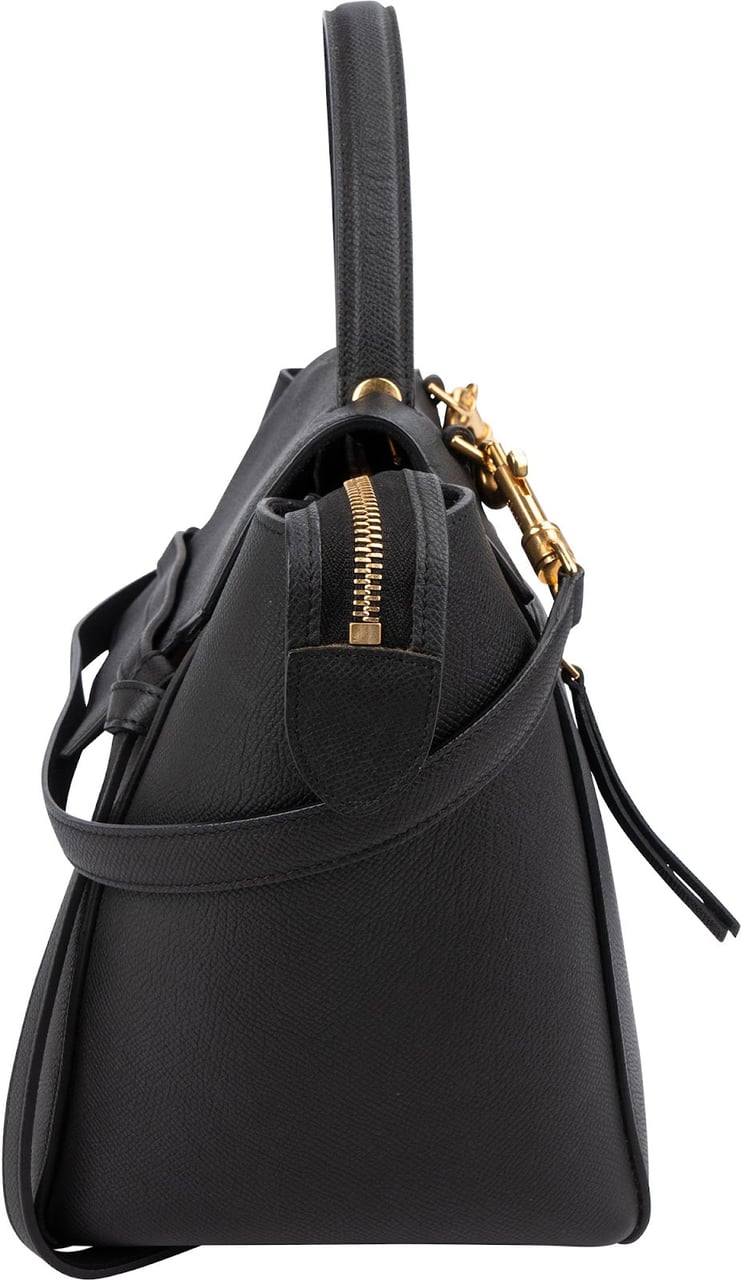 Celine Céline Black Leather Grained Calfskin Belt Handbag Zwart