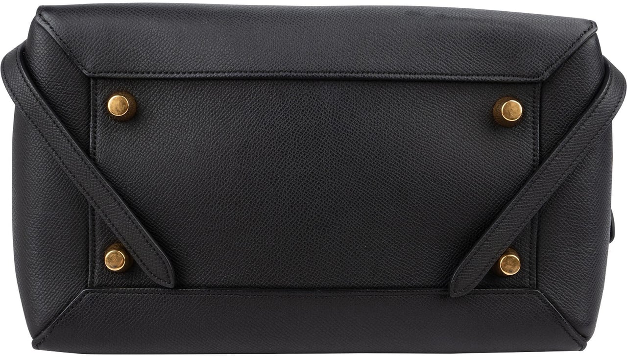 Celine Céline Black Leather Grained Calfskin Belt Handbag Zwart