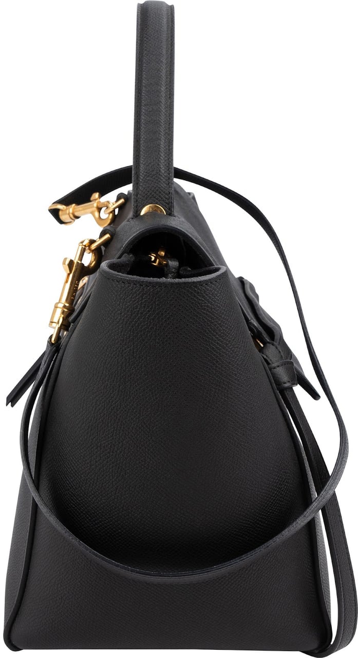 Celine Céline Black Leather Grained Calfskin Belt Handbag Zwart