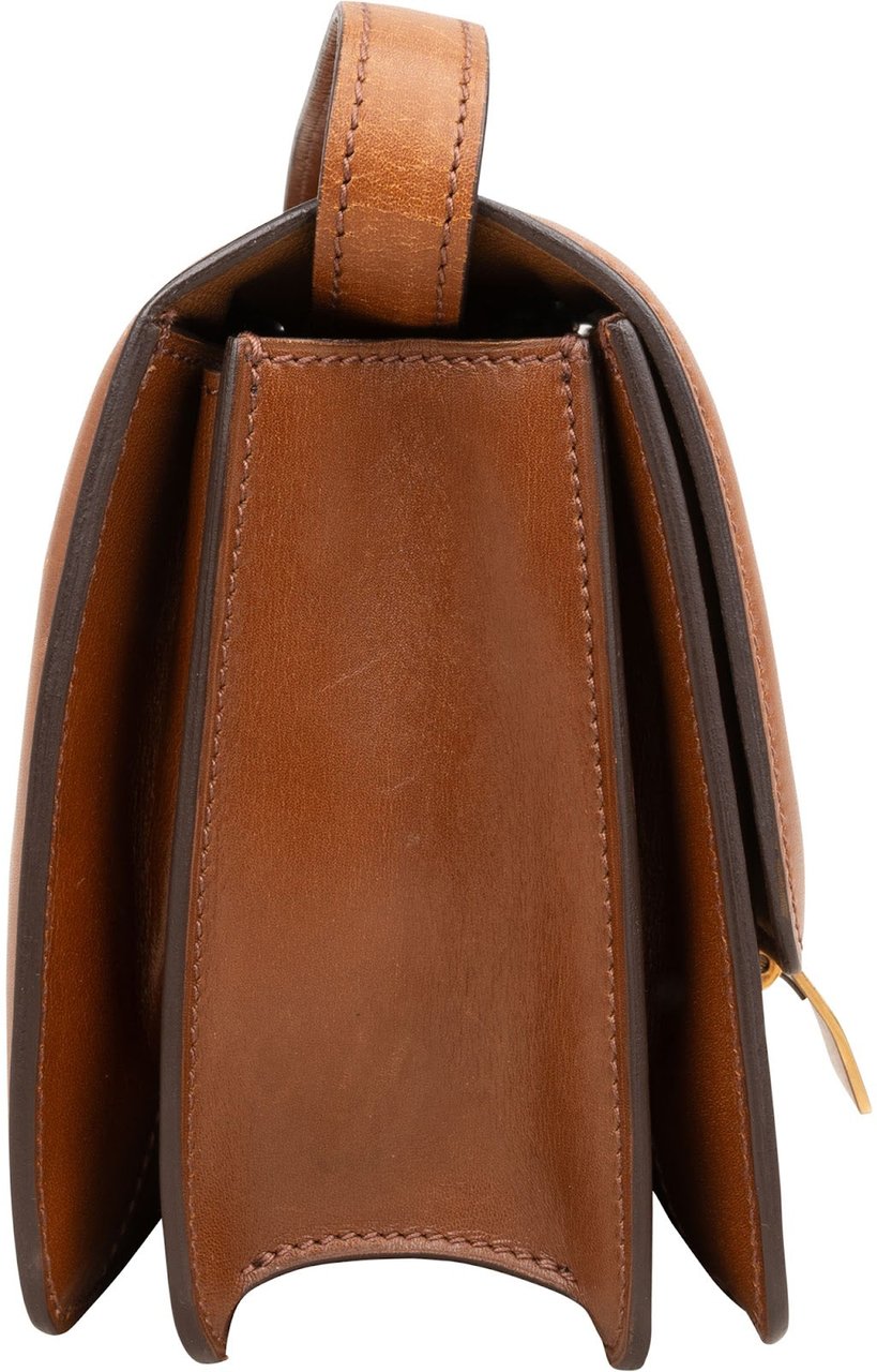 Celine Leather Seesaw Lock Small Classic Box Crossbody Bag Bruin