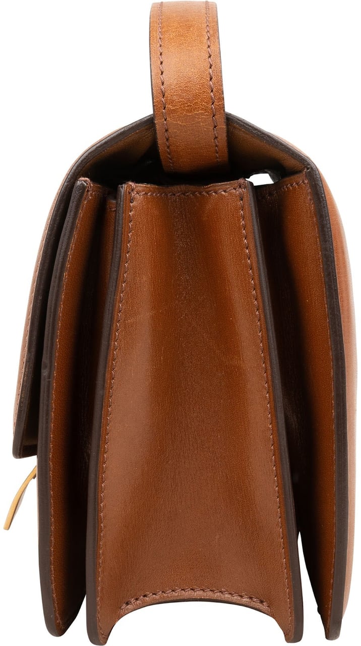 Celine Leather Seesaw Lock Small Classic Box Crossbody Bag Bruin