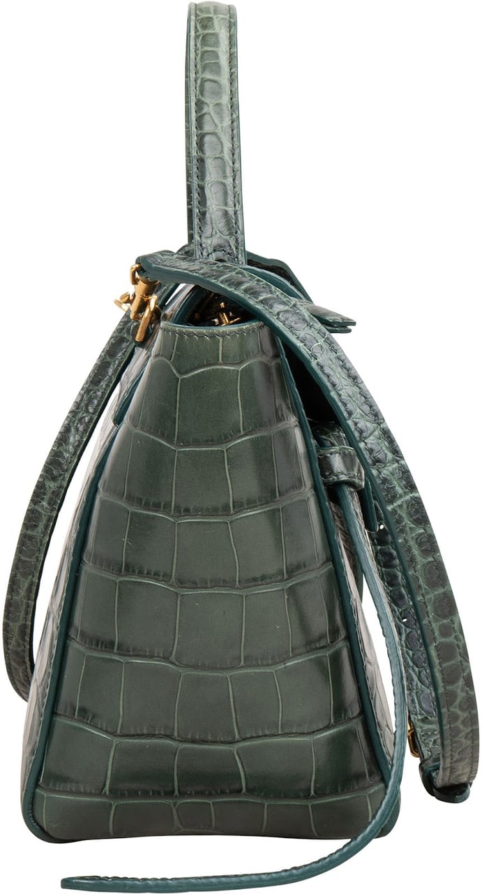 Celine Dark Green Crocodile Embossed Belt Nano Handbag Donkergroen