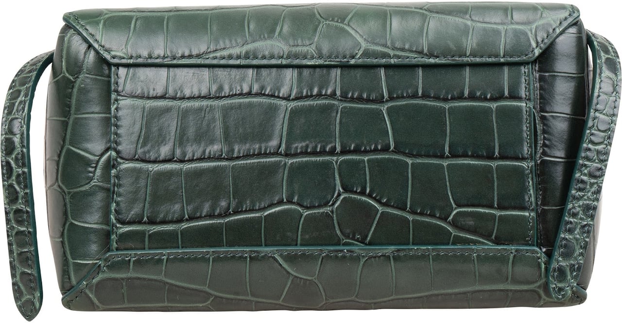 Celine Dark Green Crocodile Embossed Belt Nano Handbag Donkergroen