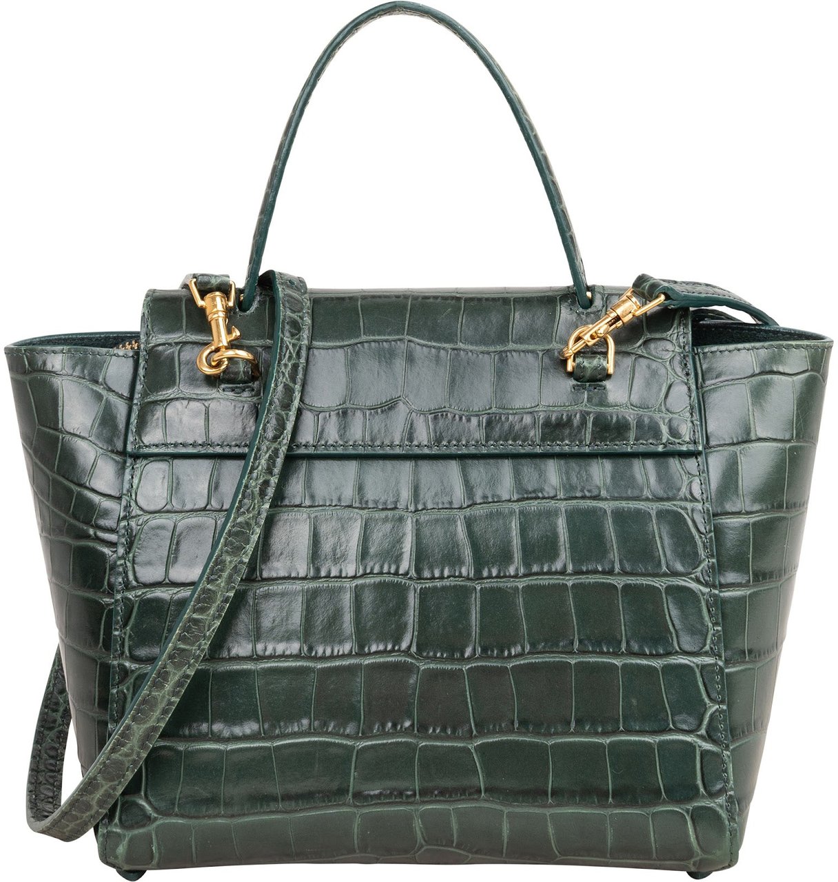 Celine Dark Green Crocodile Embossed Belt Nano Handbag Donkergroen